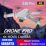 (Dikirim Dari Jakarta) E88 PRO 4K Drone Pro Shoot Murah Original Indoor Outdoor E88 Pro Mini RC 8K HD Camera / E88 Drone Kamera Dilengkapi Dengan WIFI FPV, Wide Angle HD 4K 1080P Kamera Tinggi Menjaga Quadcopters RC Lipat Drone