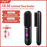 CkeyiN Portable Hair Straightener Comb Wireless Straight Hair Comb Negative Ion Hair Brush USB Cordl