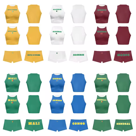 Hot Girl Y2K Morocco Congo Senegal Cote D'ivoire Algeria Mali Flag Color Letters Design Crop Tank To