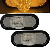 Qty 2 6" Mid Turn Signal Amber Marker Light Rubber Mount 18 LED w/Reflex Clear Lens Universal Waterp