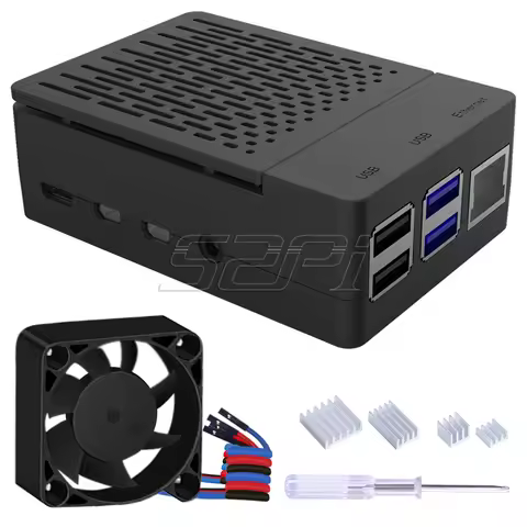 52Pi Raspberry Pi 4 Model B 8GB RAM + 64GB SD Card, Ultimate Kit Case with Fan, Power Supply