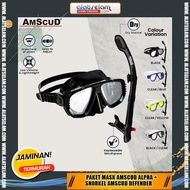 Paket Mask AmScuD Alpha + Snorkel AmScuD Defender / Combo Mask Snorkel AmScuD Snorkling Diving / Kac