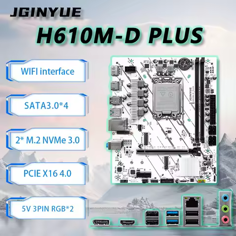 JGINYUE H610M-D PLUS Motherboard M-ATX LGA1700 12100F 12400F 12600F13400F13600F DDR4 64GB Dual Chann