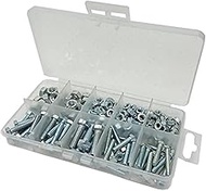 Merriway BH06570 Assortment of 10 Compartments 76 Multi-Colour BZP Hex Bolts and Hex Nuts (Pack of 2
