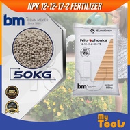 Mytools Fertilizer Nitrophoska Blue BEHN MEYER 12-12-17-2 (50KG) Baja Buah Cap Singa Kuda 50KG