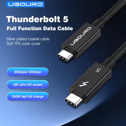 Thunderbolt 5 Cable Soft TPE 80Gbps Type-C USB4 V2 Coaxial Cable USB-C to C 240W 16K 8K for eGPU Mac