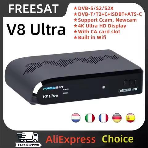 FREESAT V8 Ultra Satellite TV Receiver,DVB-S/S2/S2X,DVB-T2/T+C+ISDBT+ATS-C,CACard Slot,MARS/CCAM/New