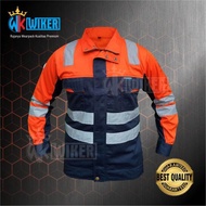 wearpack semi jaket navy orange#wiker safety#seragam kerja#pakaian katun drill#pakaian# kemeja#atasan pria