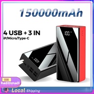 100% Original 150000mAh PowerBank 2.1A Fast Charging power bank with 3 input 4 USB output powerbank