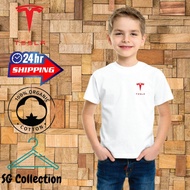 [KAIN SEJUK] TESLA Kids High Quality Unisex T-Shirt 100% Cotton New Design Fashionable Free Style bo