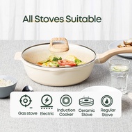 Ecowin - set 4 keping periuk dan kuali isi rumah, kuali batu perubatan tidak melekat, kuali 30CM, ku
