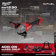 Milwaukee M18 FSAG100XB M18 FUEL 100mm (4") Braking Angle Grinder With Slide Switch