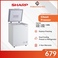 Sharp Chest Freezer with R600a Refrigerant Dual Cooling &amp; Extra Cool (SJC Series) - Available in 110L-510L (White)