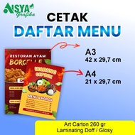 Print Custom Cafe Food and Drink Menu List A3 A4 Custom Design Laminating Press/ All Day