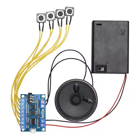 USB Recording Voice Module 4 Buttons MP3 Sound Module with Buttons, Speaker and Battery Box for Soun