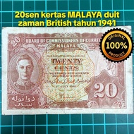 A914 duit 20sen king zaman British duit kertas lama duit syiling lama barang antik barang lama