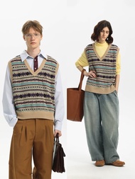 【費爾島提花】25春夏多色條紋針織毛衣背心 男女同款Unvesno(UN)