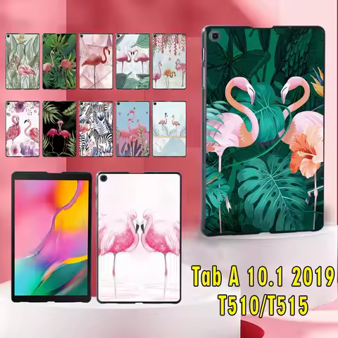 Tablet Case for Samsung Galaxy Tab A 10.1 2019 T510/T515 Flamingo Pattern Plastic Hard Back Shell Co