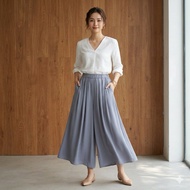 2hand smoky gray Japanese skirt pants, waist 68-86, INTERPLANET brand