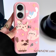 For IPhone 16 E 15 14 plus 13 12 11 Pro Max X XR XS Max 7 8 Plus Cute Pink Rope Couple Cat Sausage D