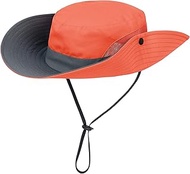 Kids Sun Hat with Ponytail Hole UV Protection Wide Brim Summer Beach Bucket Cap Fishing Hat for Girls Mixed Orange