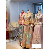 Female Pink Embroidered Luxury Wedding Dress Suit Dress Wedding Dress Performance Holiday Costume IU