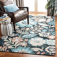 Safavieh Jardin Collection JAR252H Handmade Floral Premium Wool & Cotton Area Rug, 4' x 6', Charcoal
