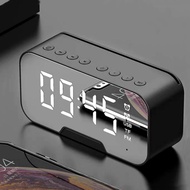 CARISE Bluetooth Speaker with FM Radio LED Mirror Alarm Clock Subwoofer Music Player Snooze Desktop Clock Wireless