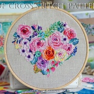 數位 Wild Roses Heart - PDF cross stitch pattern