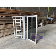 SKS 2in1 White Undercoated Window Escape Grille Black 585mm(W) x 1215mm(H) Push Casement Aluminium T