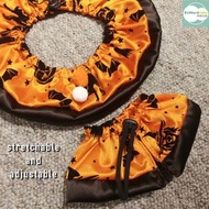 Halloween Pet Collar Glitter Flocking Print Pompom Trim XS-XL Stretchable and Adjustable Limited Edi
