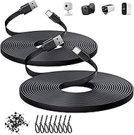 USB C Extension Cable 16.4FT/5M,2Pack Long Flat USB A to USB C Power Charging Cable for Blink Mini 2
