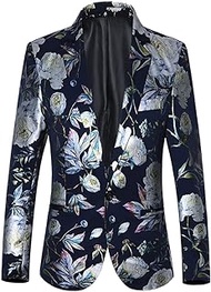 XYLFF Printed Blazers Wear Plus Size Slim Fit Men Suit for Wedding Mens Floral Blazer Jacket Fashion (Color : A, Size : 5X-Lcode)