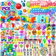 206pcs Fidget Toys Gifts Box Pop Keychain It Surprise Bubble Fidget Anti Stress Toy for Kids for Chi