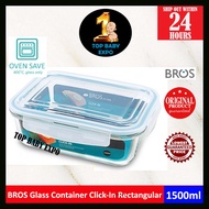 BROS Glass Container Click-In Rectangular (1500ml)