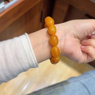 天然雞油黃妖花老蜜蠟棗珠手鏈 滿蜜雞油黃老蠟 蠟質濃厚