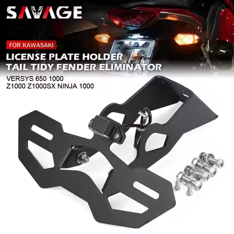 License Plate Holder For KAWASAKI VERSYS 650 1000 NINJA Z1000 Z1000SX Motorcycle Accessories LED Tai