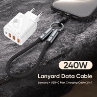 GANTUNGAN 240W USB-C to USB-C Charging Cable with Wrist Strap, 240W, Portable Keychain Fast Charging