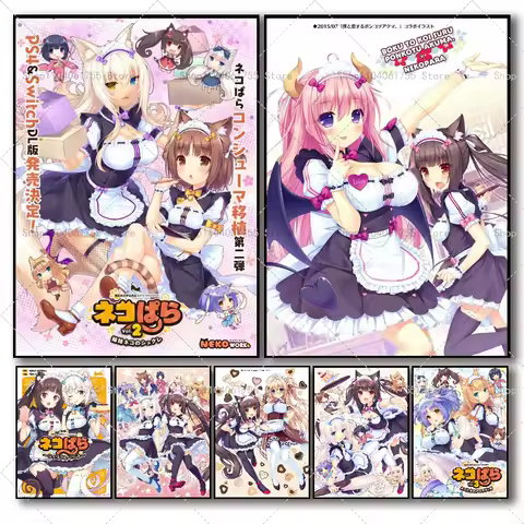 1PC Nekopara Anime Classic Anime Poster Self-adhesive Art Waterproof Paper Sticker Coffee House Bar 