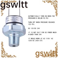 GSWLTT Air Pressure Switch, 24V 12V Pressure 1/4" NPT Male Thread Air Compressor, DIY Silver 90-120 PSI Pressure Switch Air ride pressure switch