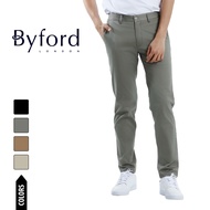 Byford Seluar Lelaki | Byford Slim Fit Flat Front Cotton Pants - 3225005A