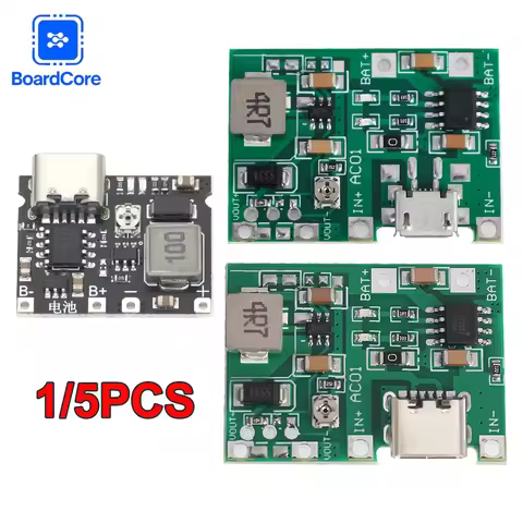 1/5pc TP4056 Lithium Battery Charger Board Lithium Li-ion 18650 3.7V 4.2V DC-DC Step Up Boost Module