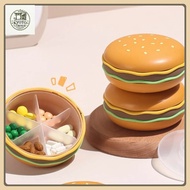 (SG STOCK) Burger Shape Pill Box Portable Medicine Organizer 7 Compartments Travel Vitamin Case Mini