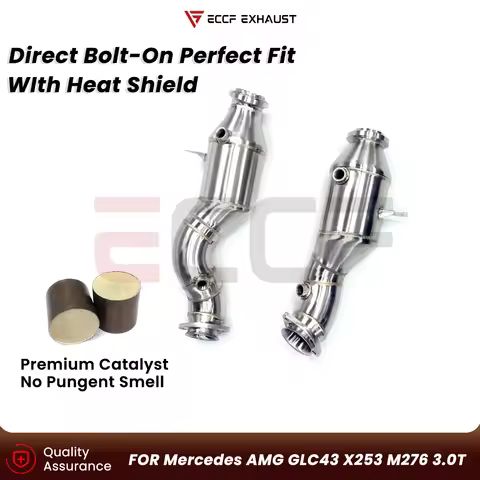 ECCF Sporty Downpipe For Mercedes AMG GLC43 X253 M276 3.0T Aggressive Exhaust Sound Plug and Play Pe