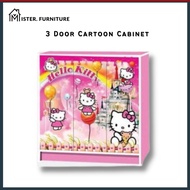 MF HELLO KITTY 3 Door Wardrobe Children Wardrobe Kids Wardrobe Almari Kanak Kanak Almari Baju Budak Almari Pakaian Kanak