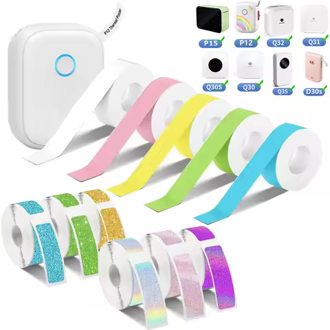 1Roll 15mm*7m Phomemo Q30 D30 D32 D35 Adhesive Maker Paper for P12 P15 Name Sticker Rolls Ticket Sel