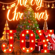 Christmas Decorations-Light Up Letters, 3 LED Marquee Letters JOY Sign, Battery Powered LED Letter L
