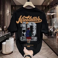 Brand New Style Summer Loose 2026ins Trendy Red Simple Printed Top Men's Sleeve t Loose 2025 Five-po