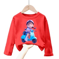 atasan baju kaos anak cewek gambar girl kiss lengan panjang Tshirt kids girl 1-12 tahun k.205