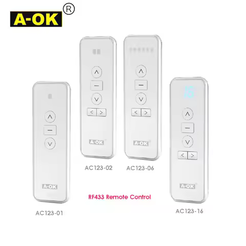 Original A-OK RF433 Remote Controller AC123-01 AC123-02 AC123-06 AC123-16 for A-OK RF433 Curtain Mot